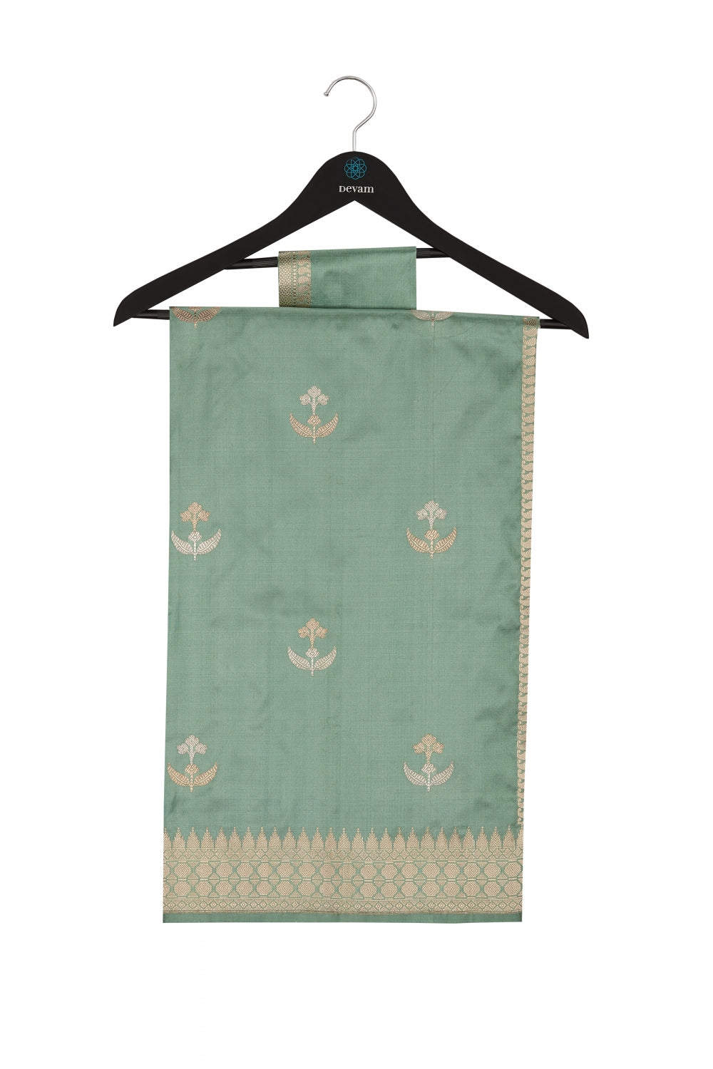 Topaz Green Silk Banarasi Saree Devam