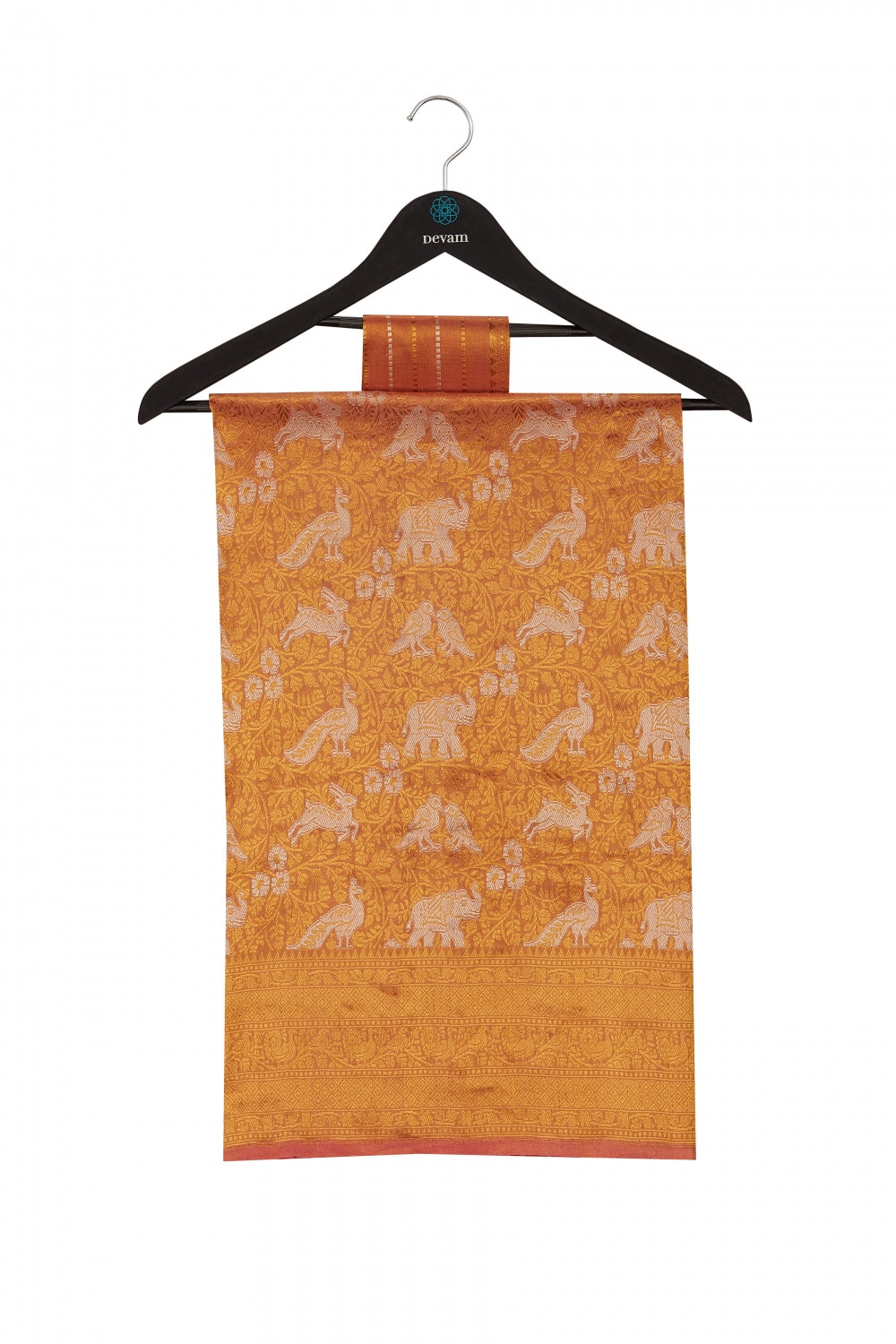 Vibrant Orange Silk Banarasi Saree Devam
