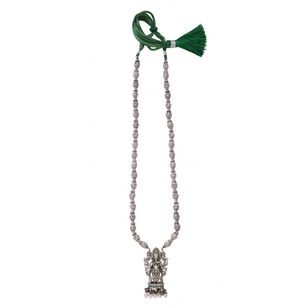 Sterling Silver Necklace With Green Stones Devam