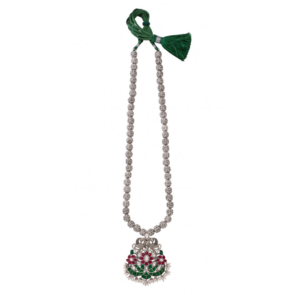 Sterling Silver Necklace With Green Stones Devam