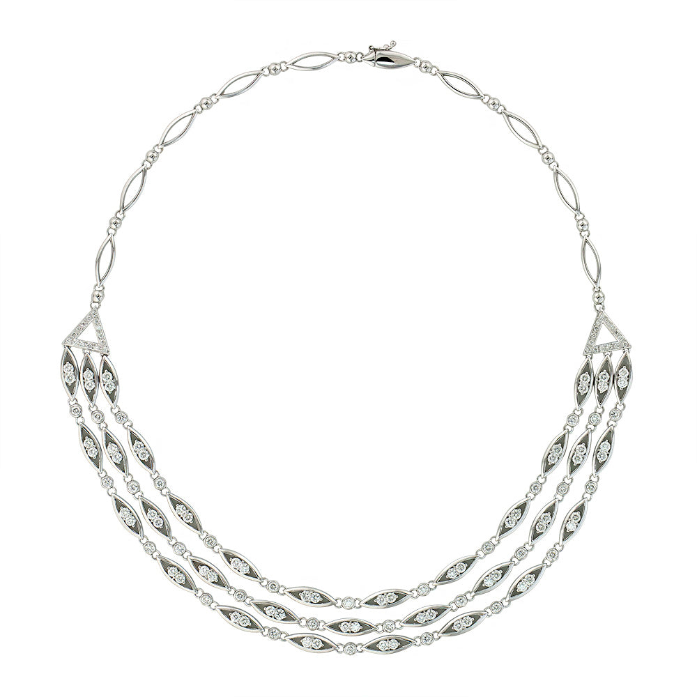 Flowing Diamond White Gold Necklace Devam