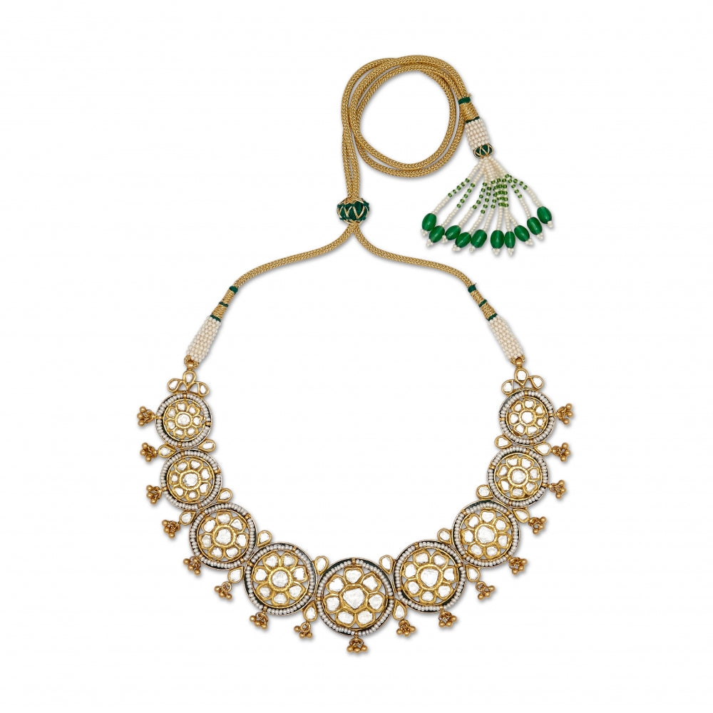 Round Meenakari Polki Diamond Necklace Set Devam
