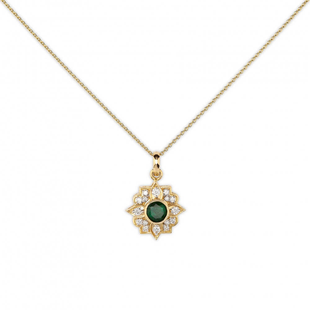 18k Emerald Flower Stud Pendant Devam