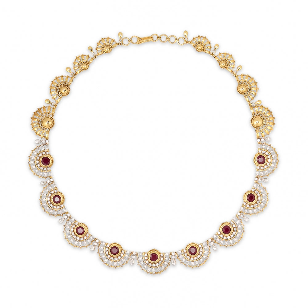 Ruby Semi Circle Stud Necklace Devam
