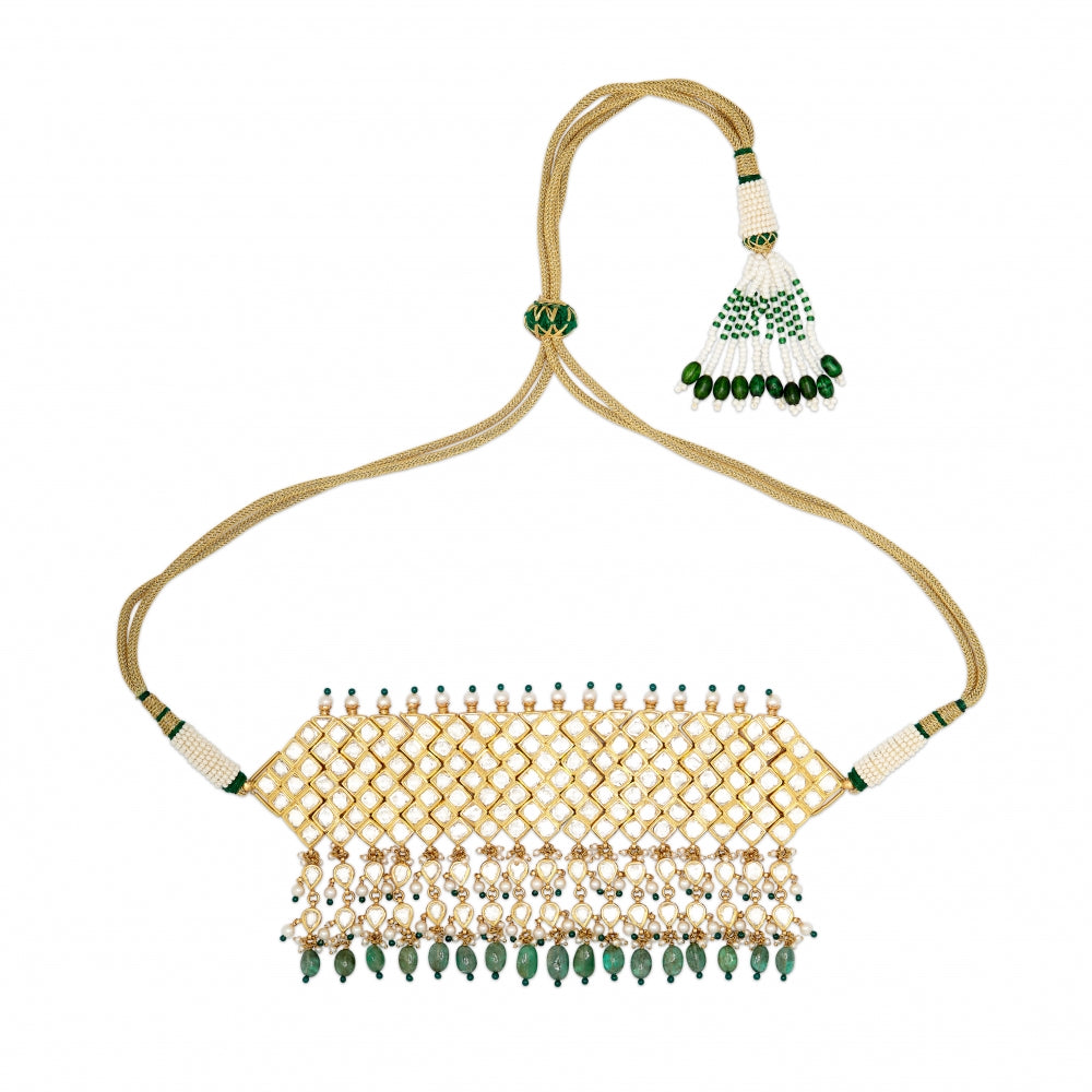 Polki Diamond Lattice Necklace Set Devam