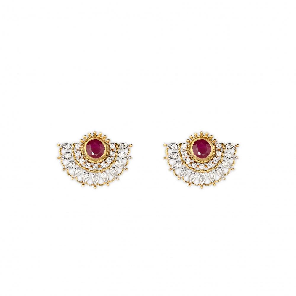 Ruby Semi Circle Stud Earrings Devam