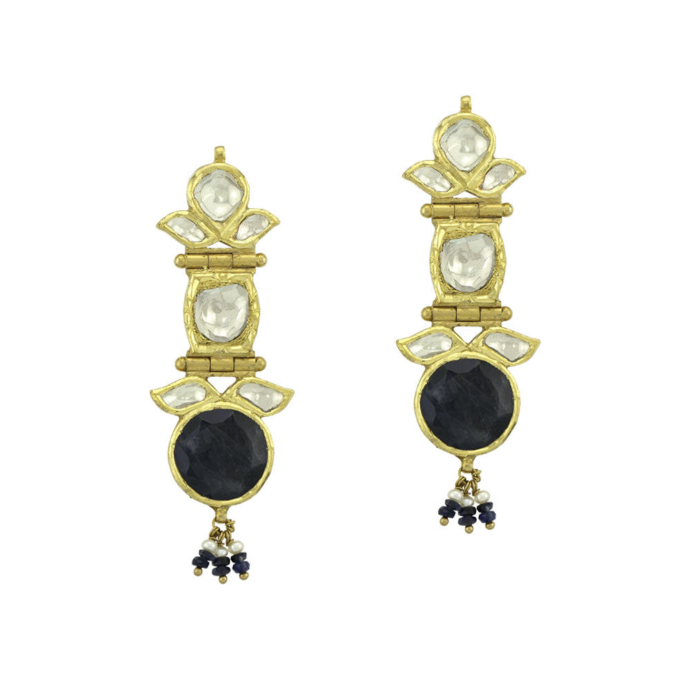 Kundan & Sapphire Earrings Devam
