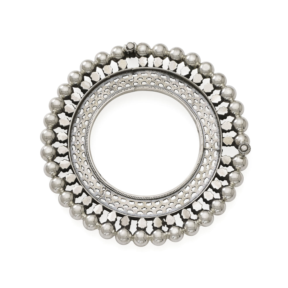 Sterling Silver Beaded Bangle Bracelet Devam