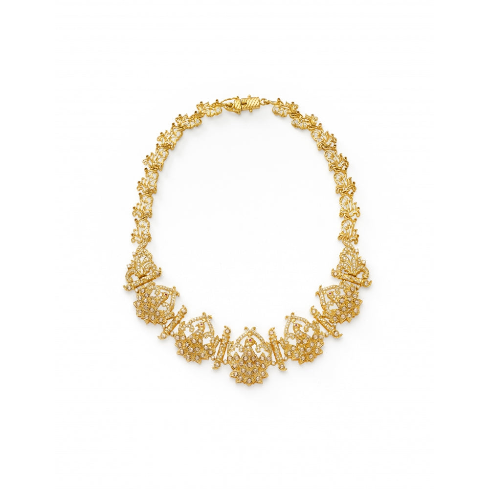 Champagne Diamond Peacock Plume Jhumki Earrings Devam