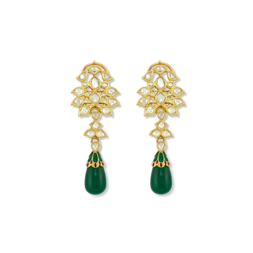 Emerald Kundan Earrings Devam