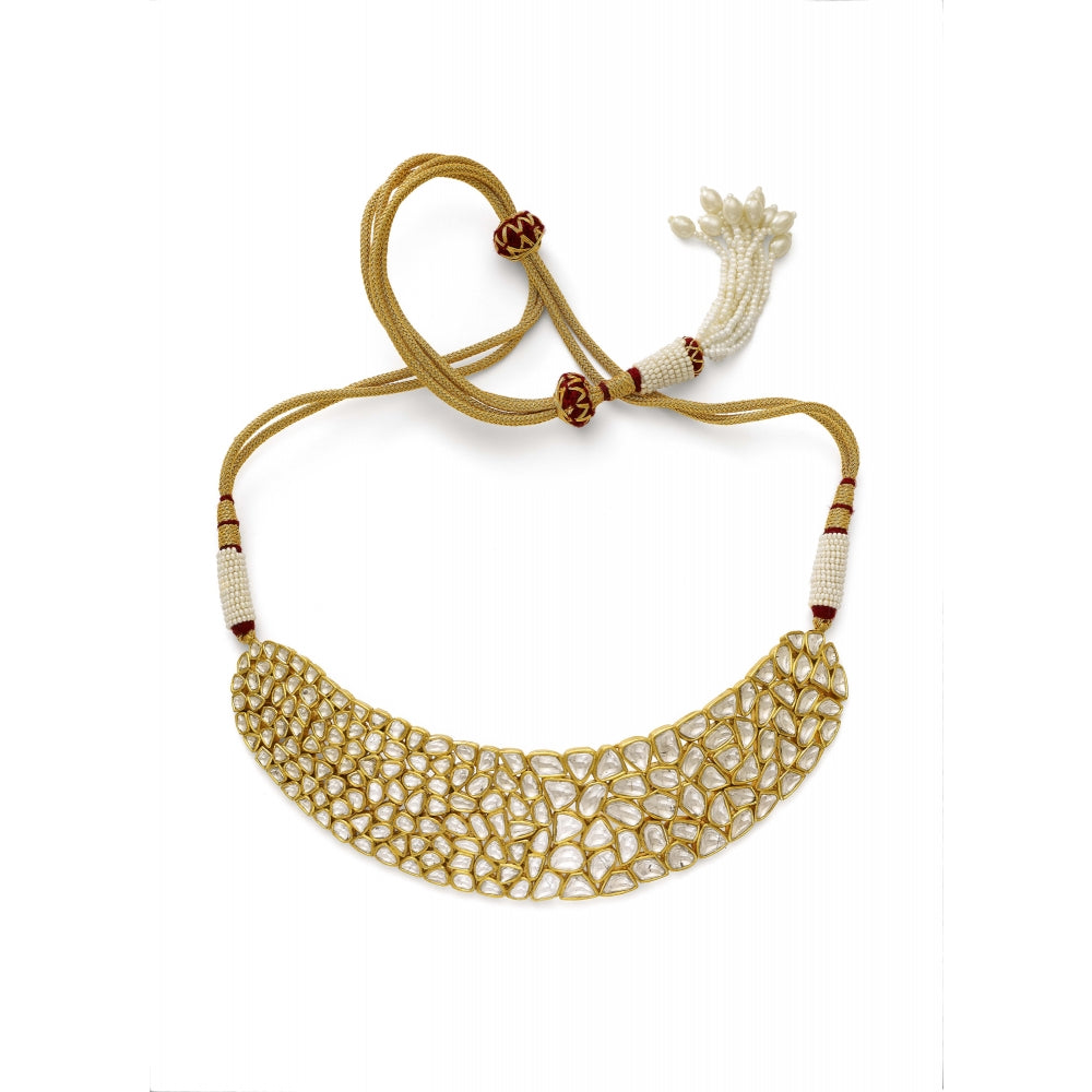 Polki Diamond Crescent Necklace Devam