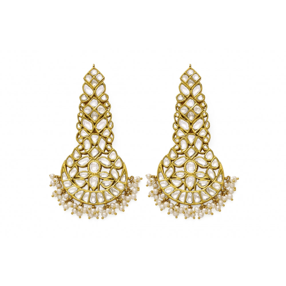 22k Dangle Drop Polki Diamond Chandbali Earrings Devam