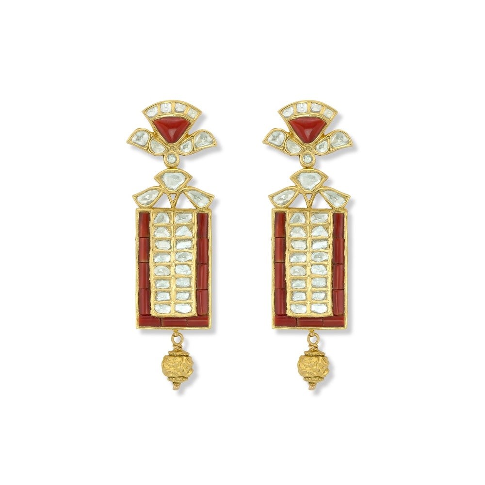 Coral & Kundan Earrings Devam