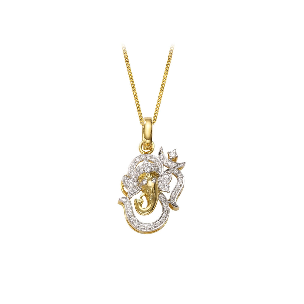 18k Yellow Gold Lord Ganesha Pendant Devam