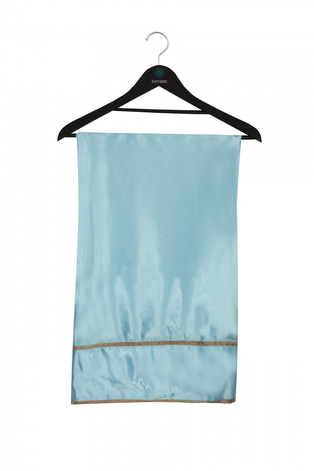 Sky Blue Hand Embroidered Silk Saree Devam