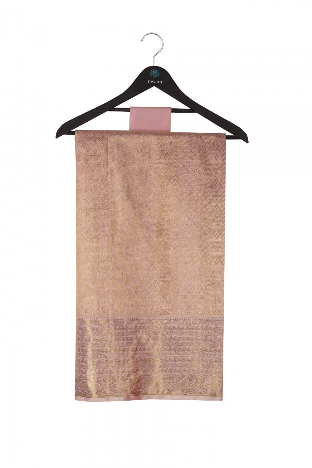 Golden & Pink Silk Kanjeevaram Saree Devam