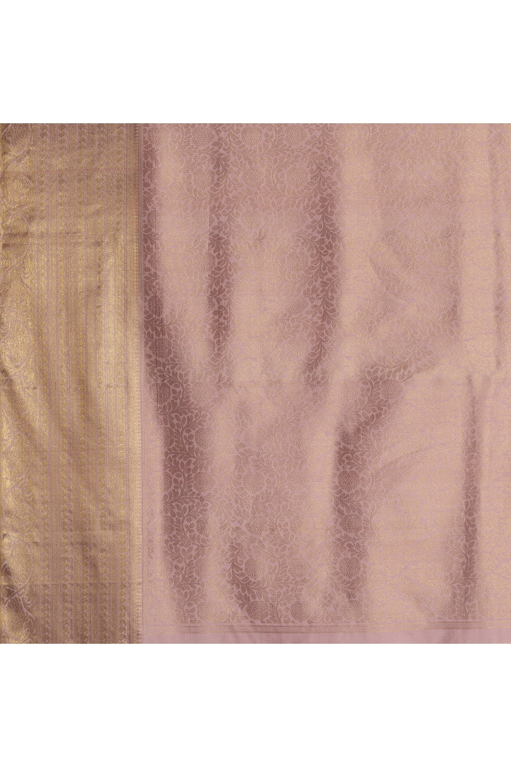 Golden & Pink Silk Kanjeevaram Saree Devam