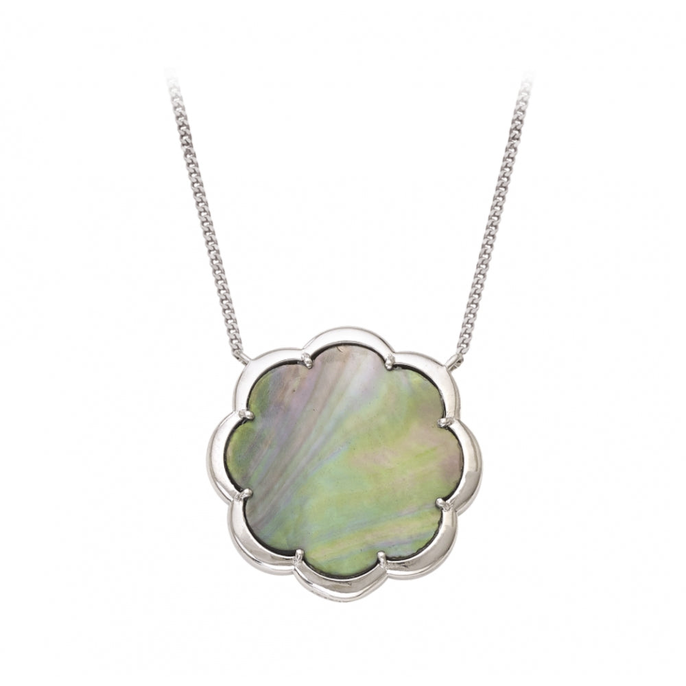 Flower Cut Green Mother Of Pearl Necklace Devam