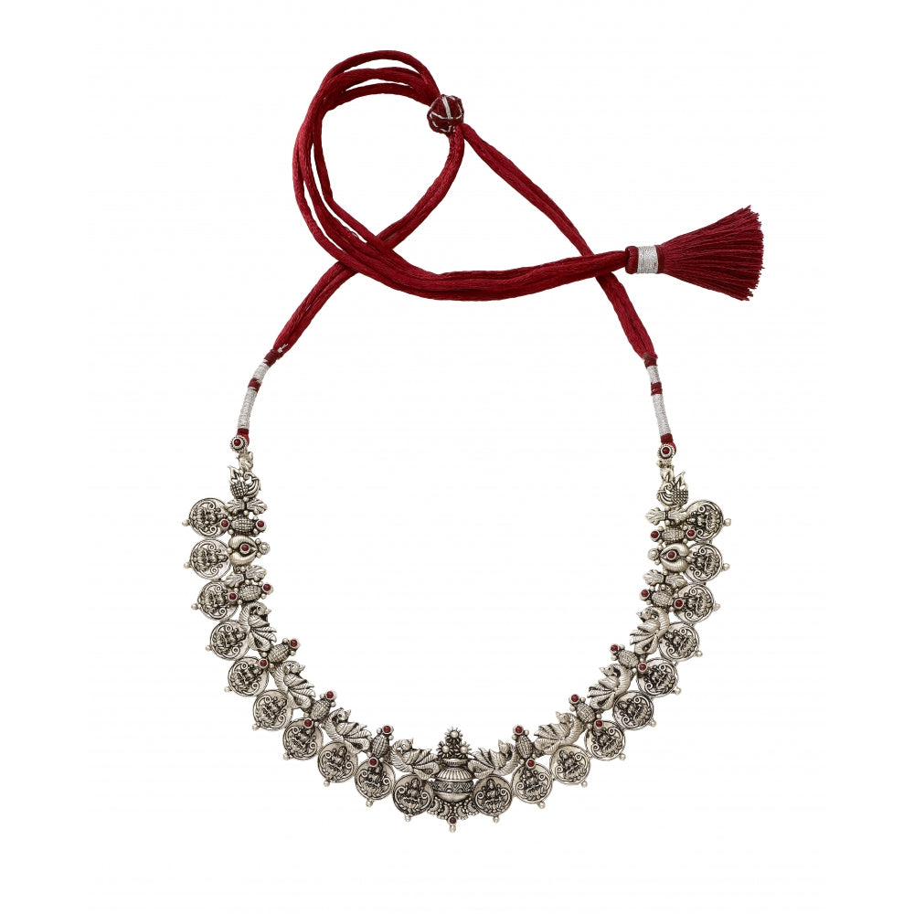 Sterling Silver Necklace With Red Stones Devam
