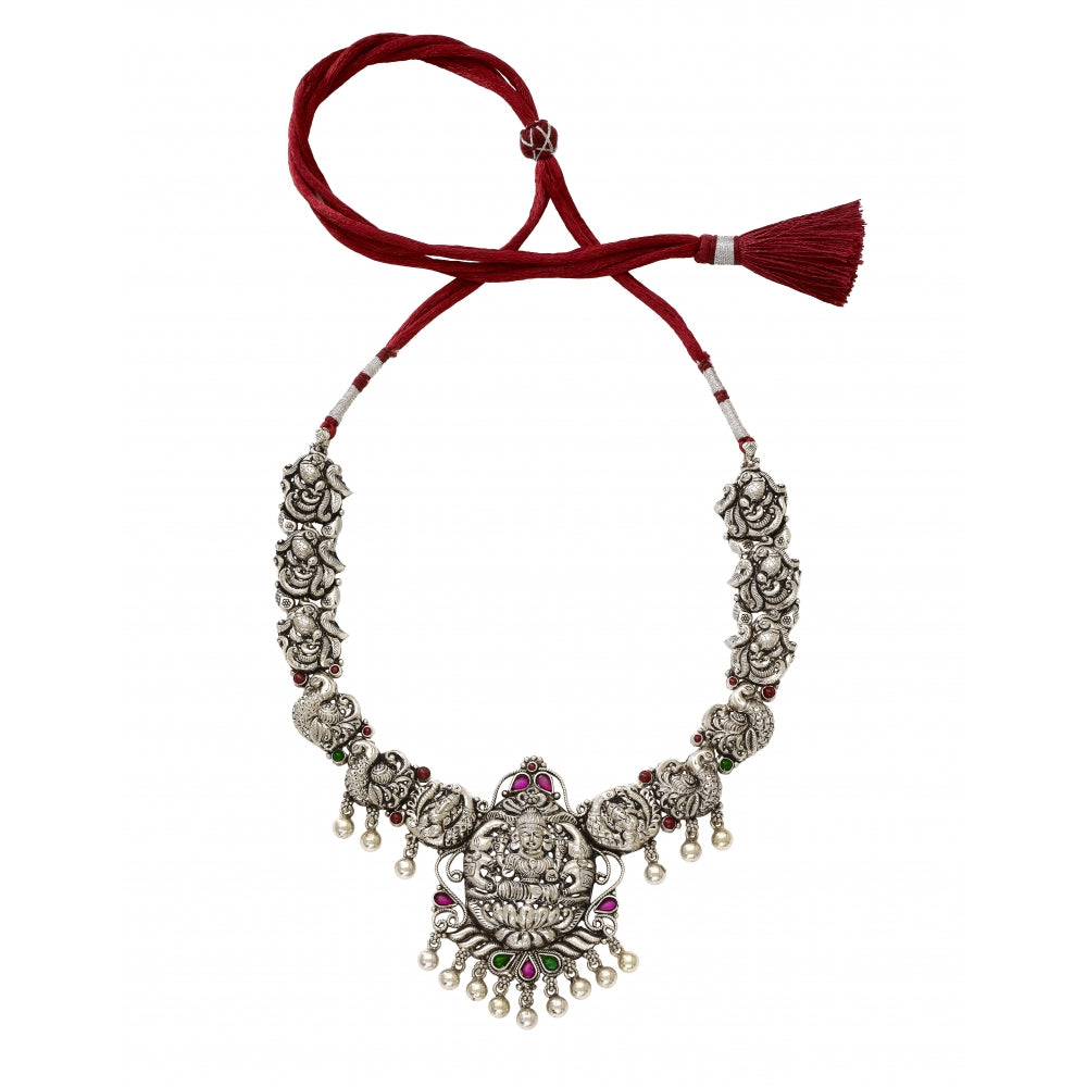 Sterling Silver Necklace With Green Stones Devam