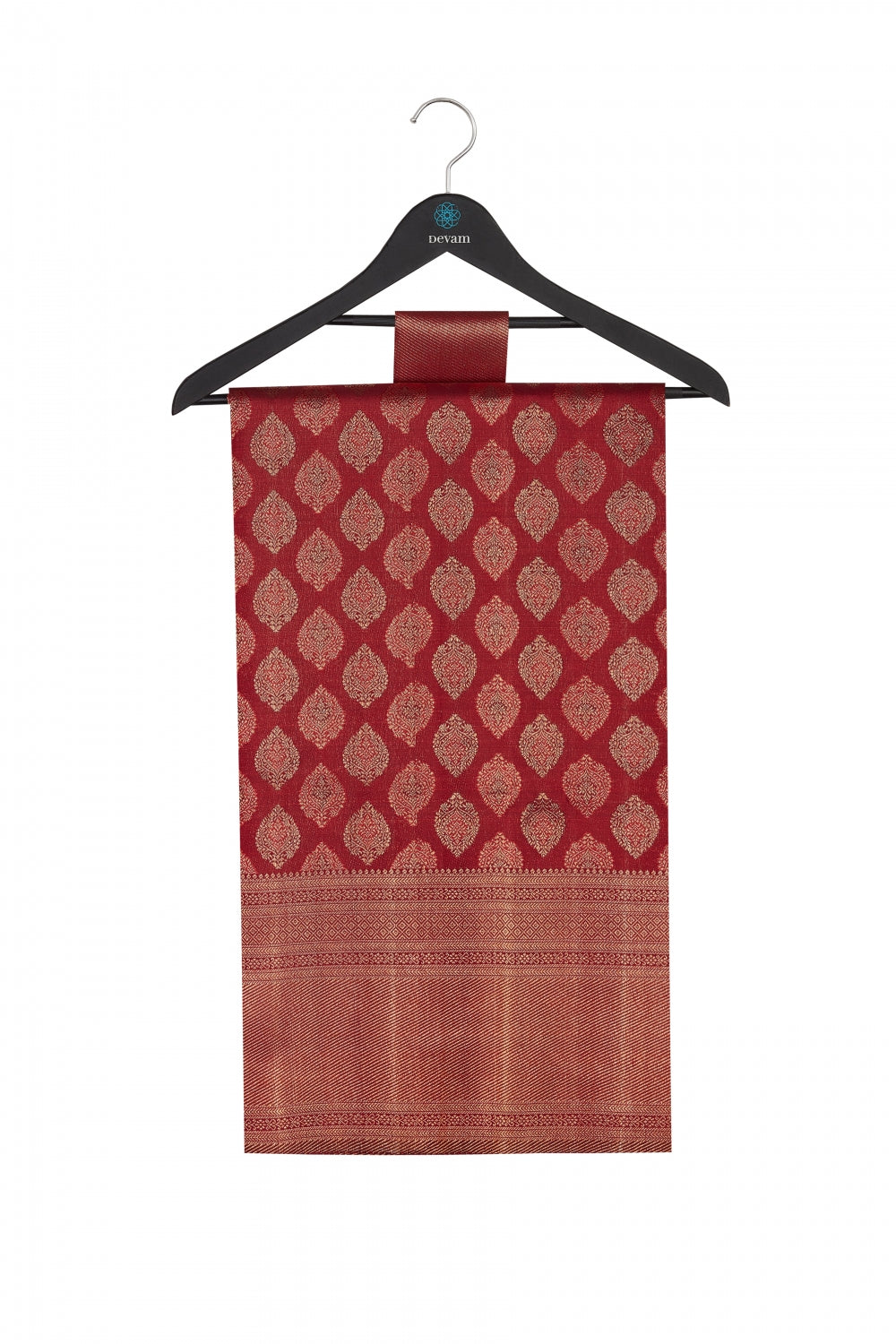 Deep Red Silk Kanjeevaram Saree Devam