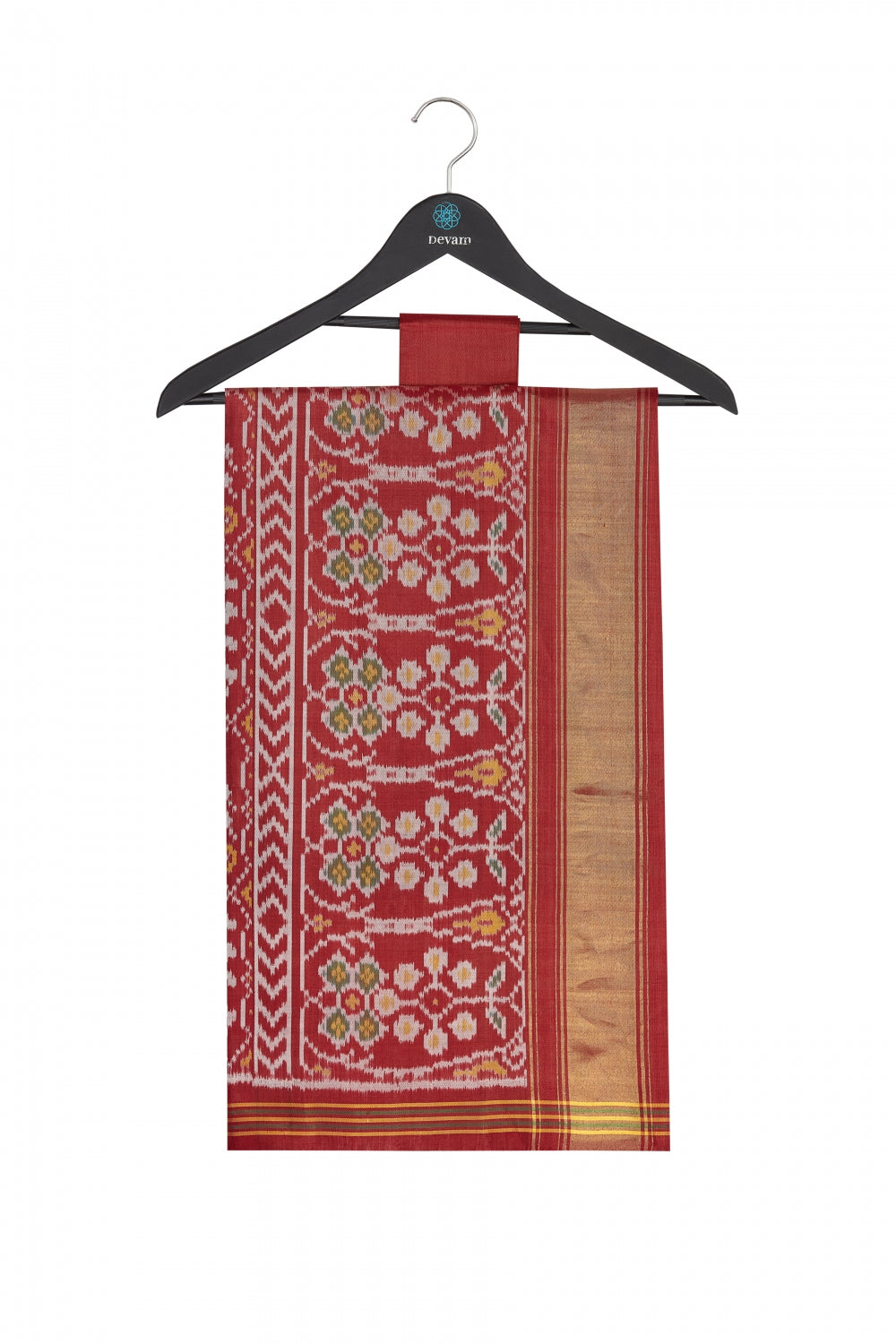 Blue & Red Silk Patola Saree Devam