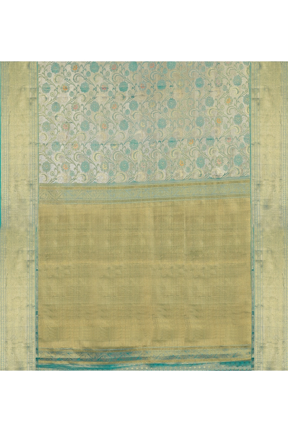 Turquoise Silk Kanjeevaram Saree Devam