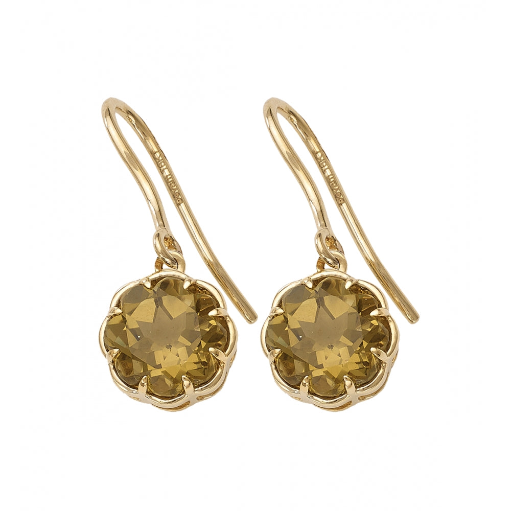 Flower Cut Olive Green Amethyst Earrings Devam