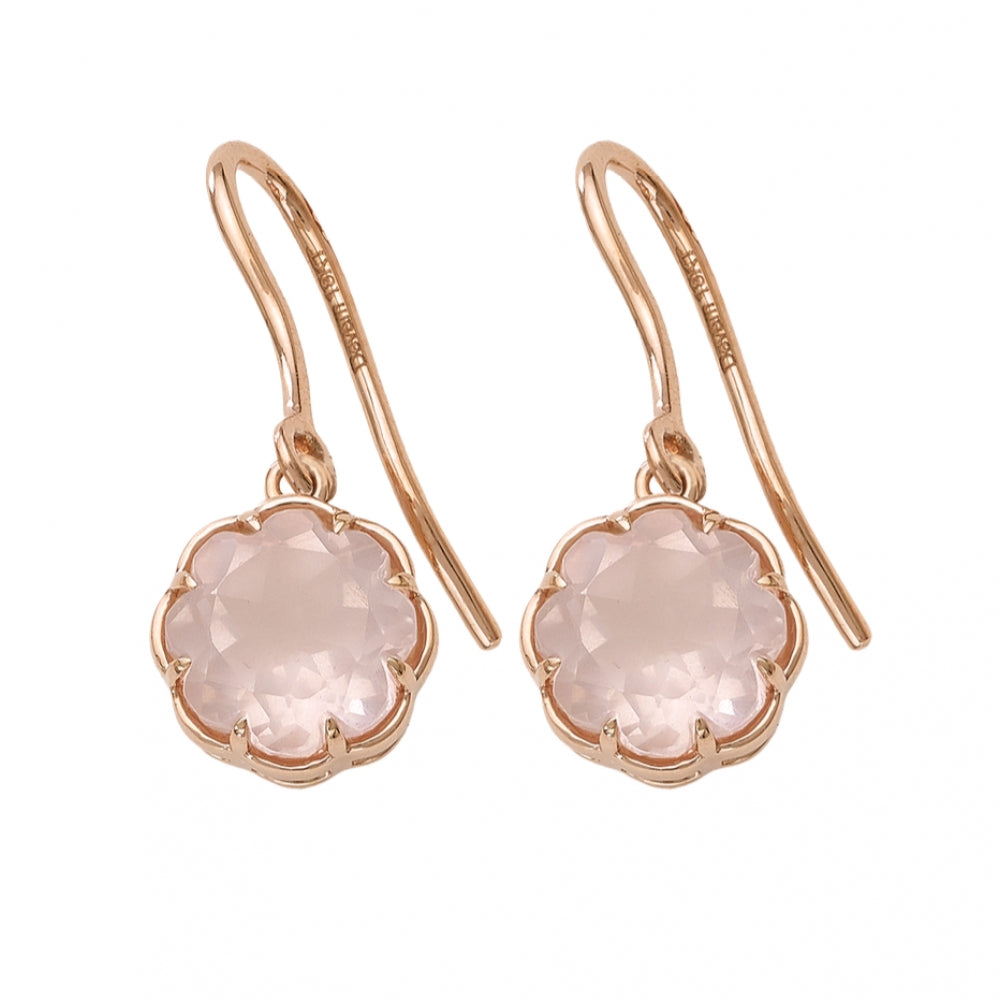 Flower Cut Rose Quartz Earrings Devam