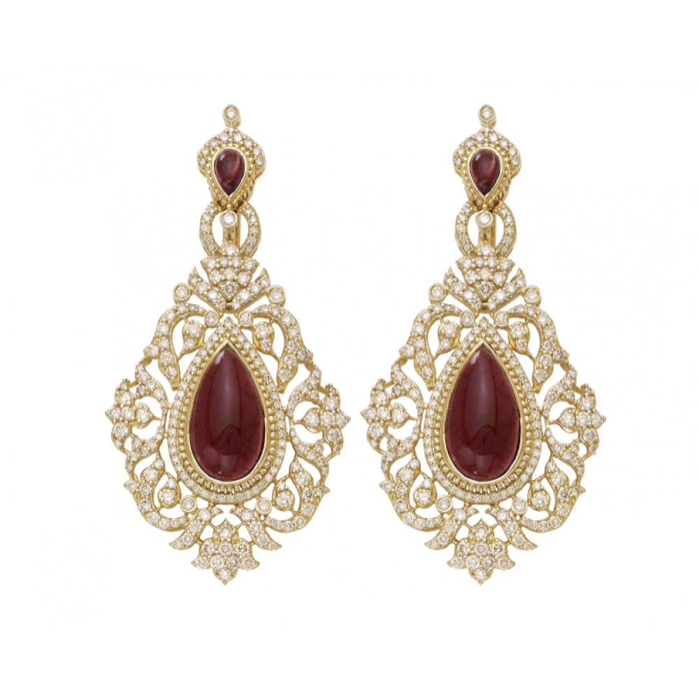 18k Gold Rubellite Earrings Devam