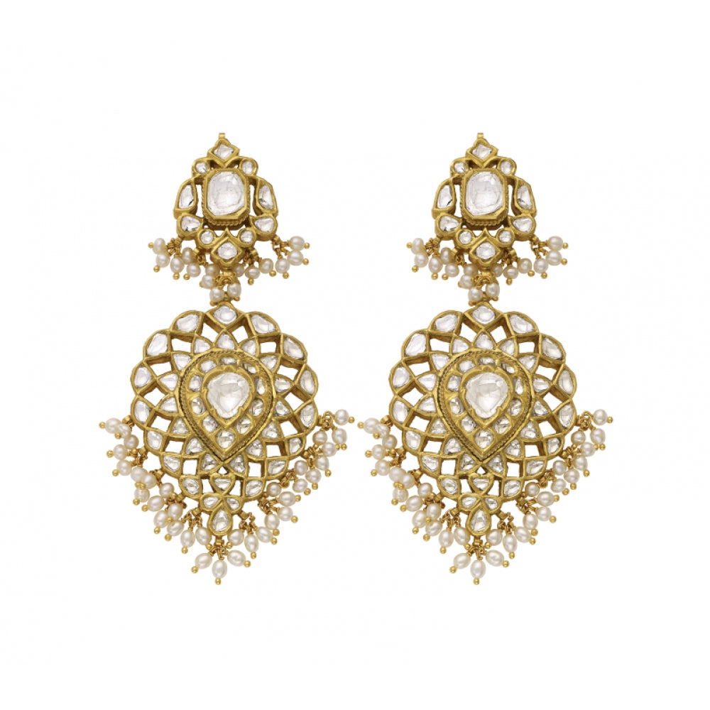22k Handcrafted Polki Diamond Earrings Devam