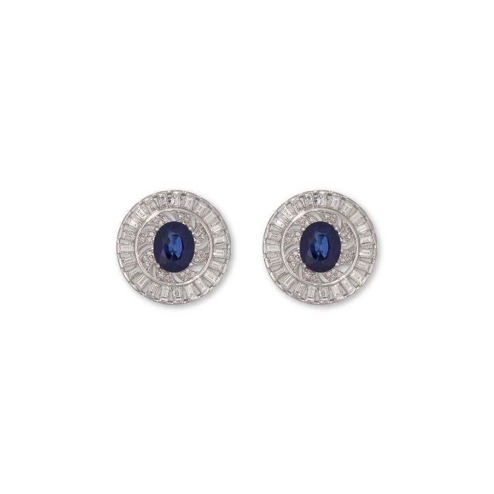 "Water's Essence" White Gold Diamond Sapphire Earrings Devam
