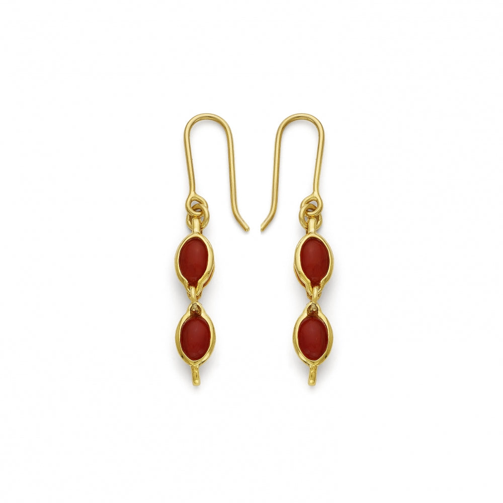 Two Stone Coral Earrings Devam