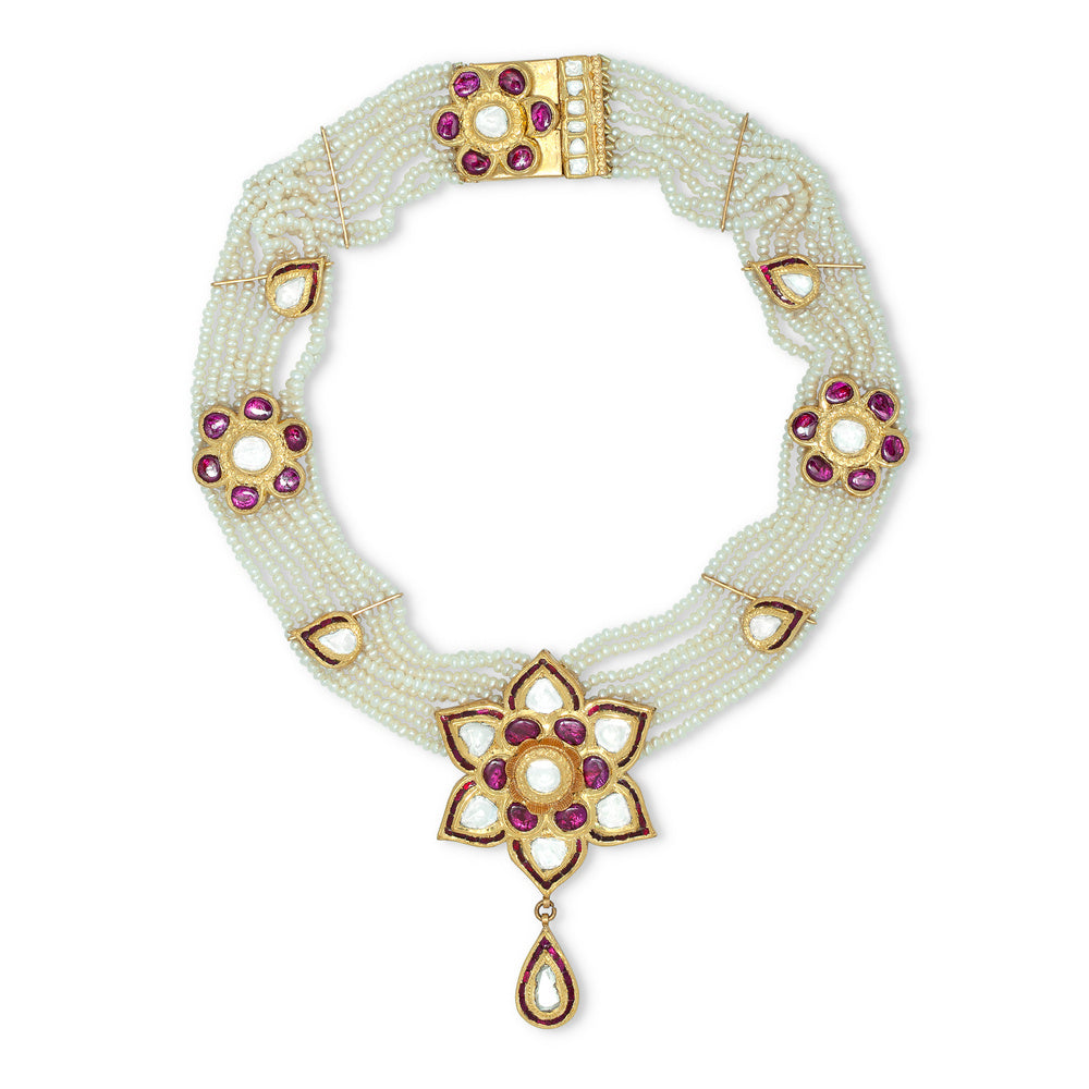 Floating Ruby Flower Necklace Devam
