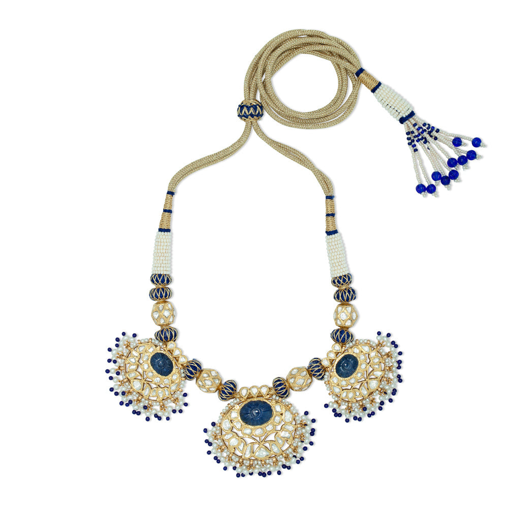 Carved Flower Sapphire Necklace Devam