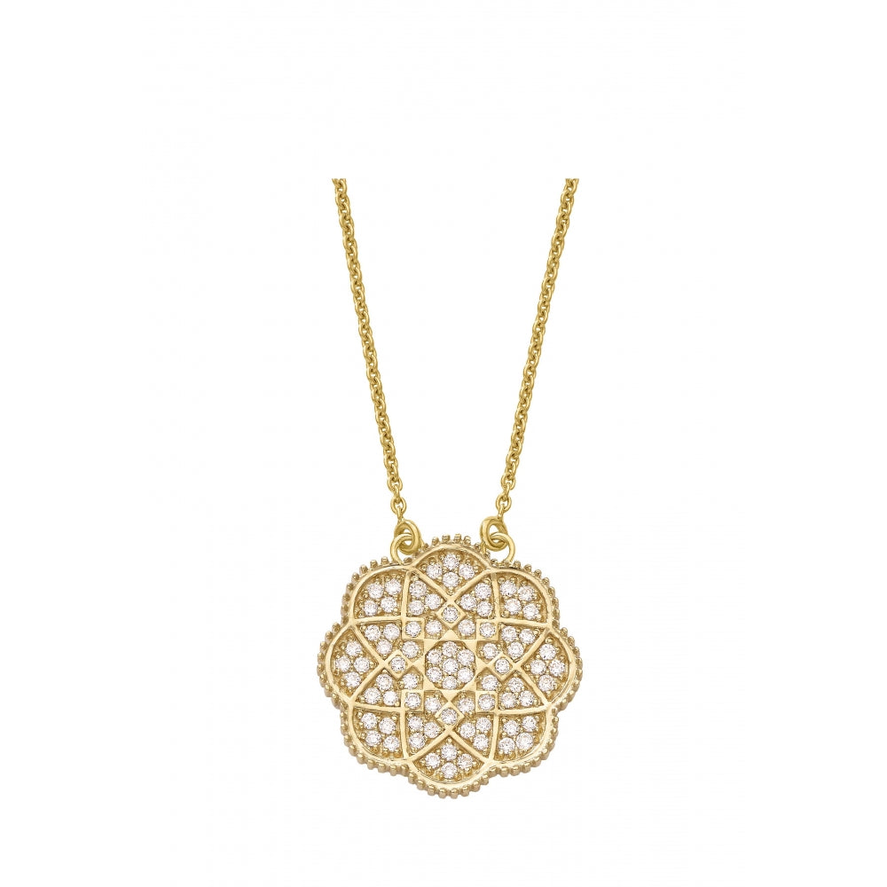 18k Yellow Gold Devam Diamond Flower Pendant Devam