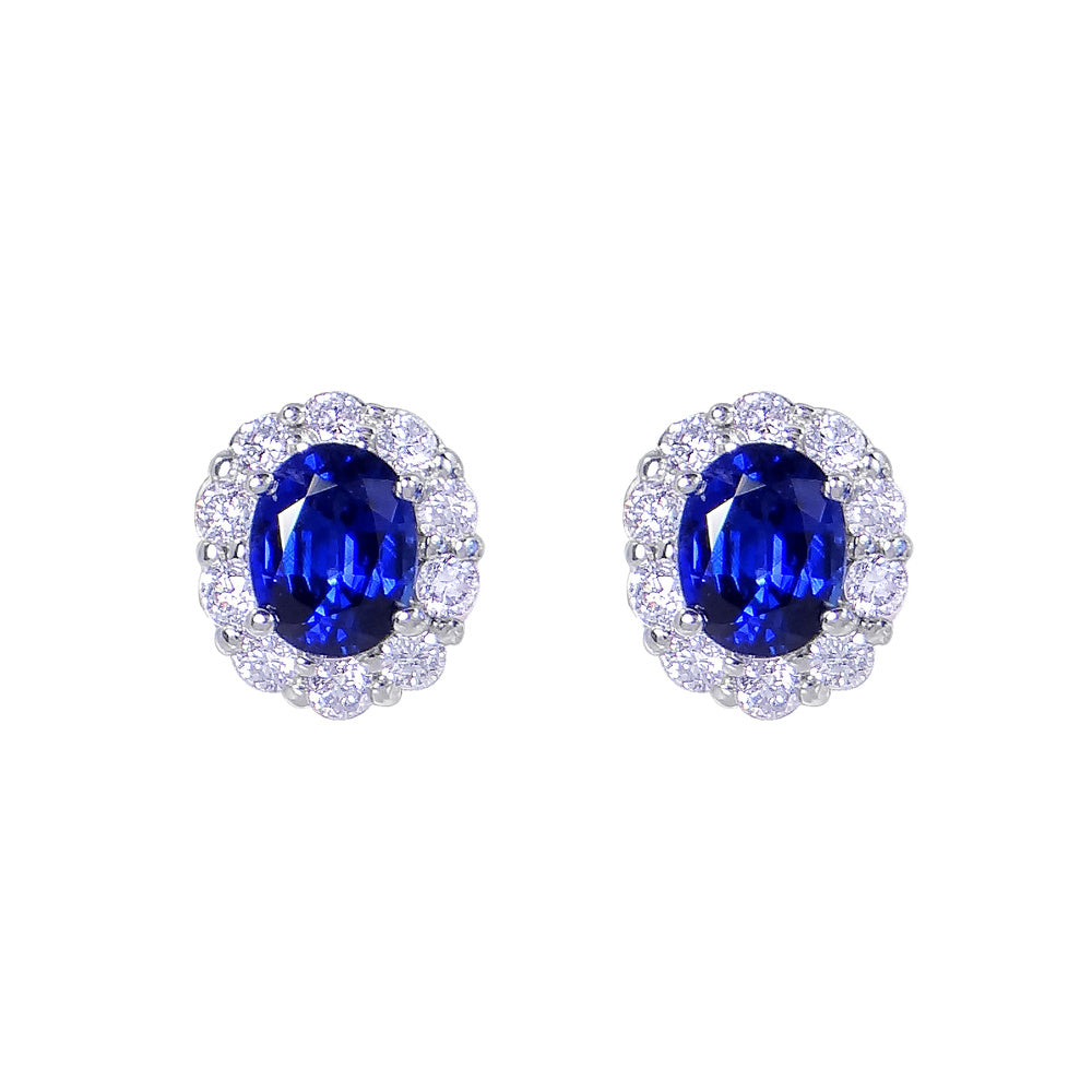 Delicate Sapphire Oval Studs Devam