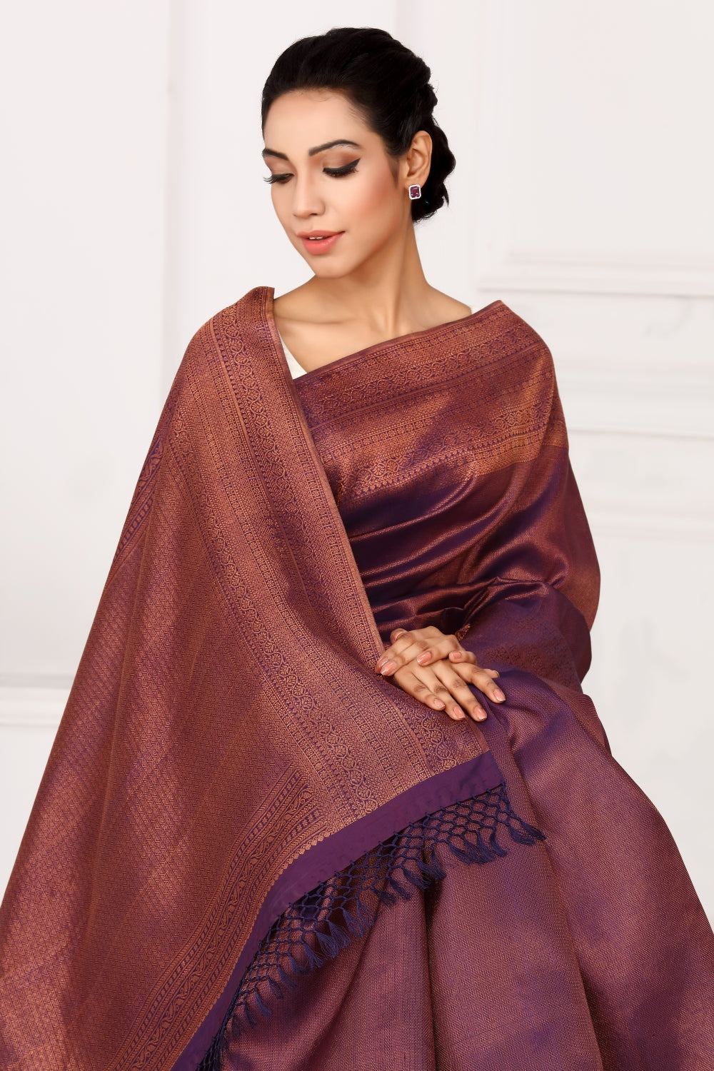 Purple & Gold Kanjivaram Devam