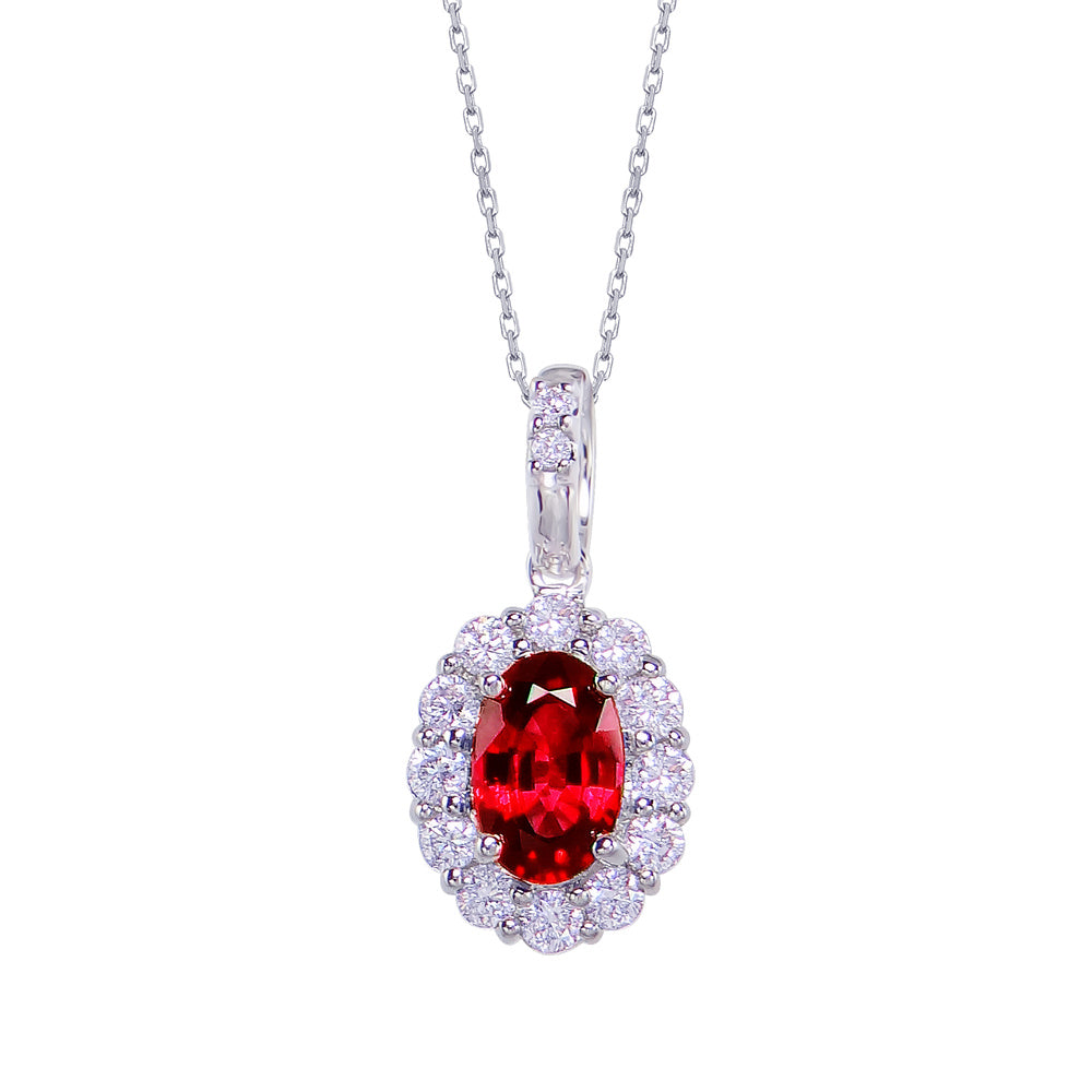 Delicate Ruby Oval Pendant Devam