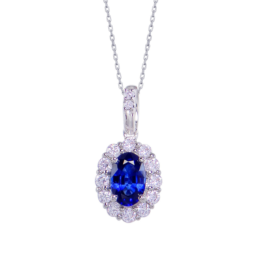 Delicate Sapphire Oval Pendant Devam