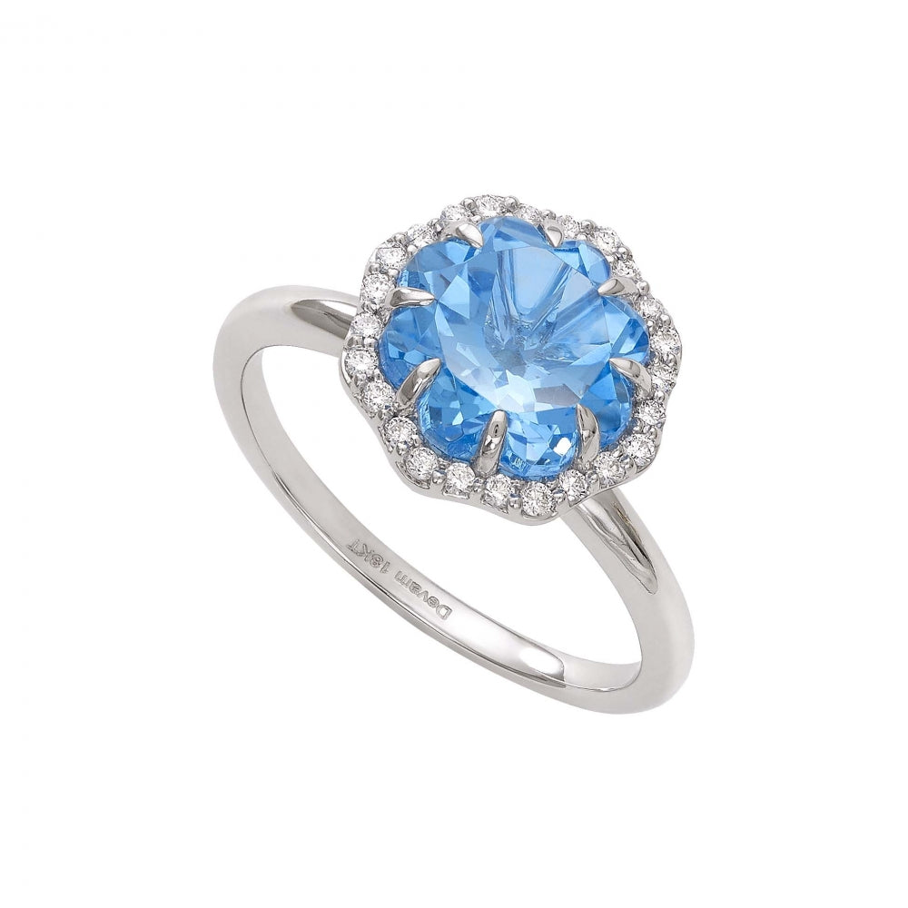 Swiss Blue Topaz Flower Ring Devam