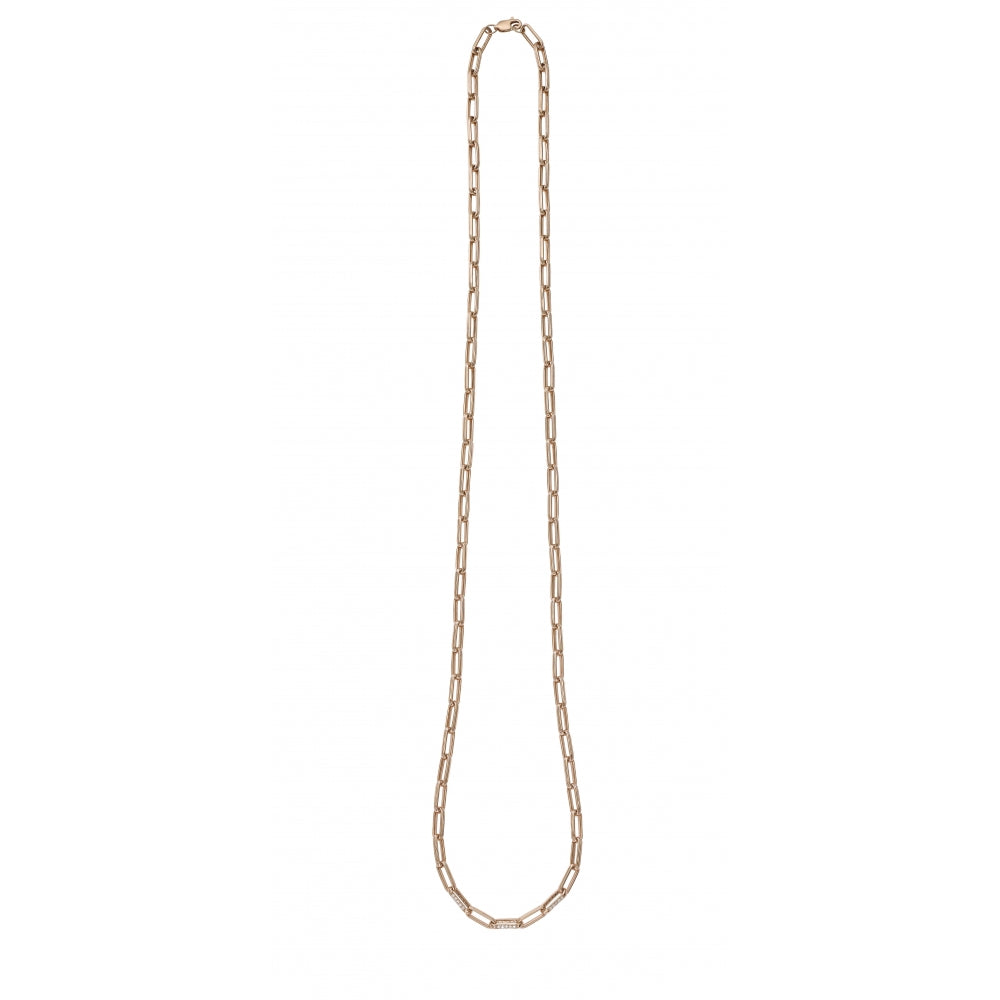 Long Rose Gold Devam Link Chain With Diamonds Devam
