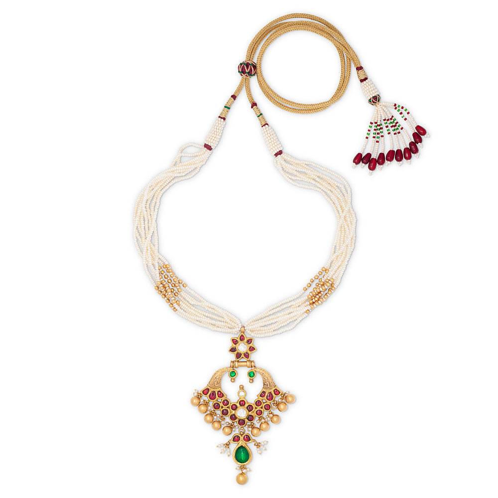 Splendid Ruby Wreath Peacock Necklace Devam
