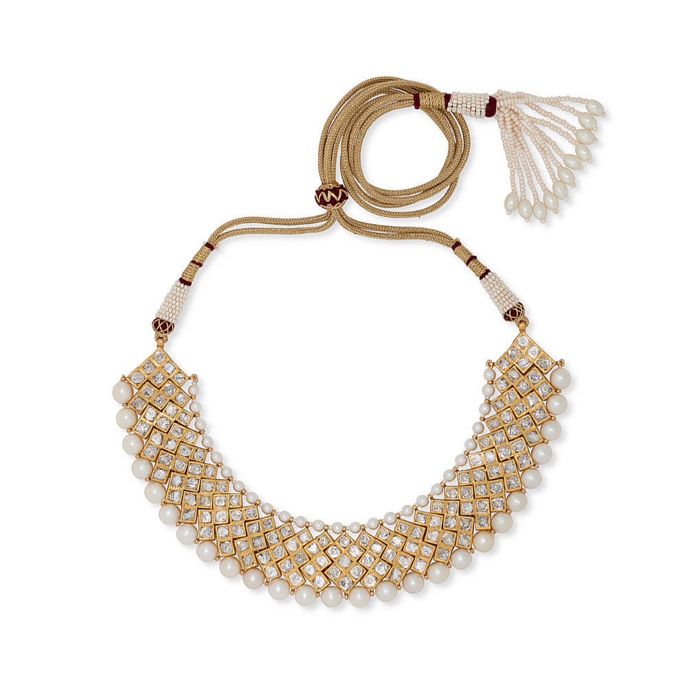 Modern Pearl and Diamond Necklace Set Devam
