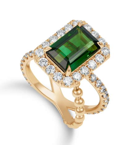 Twilight Bloom Green Tourmaline Ring