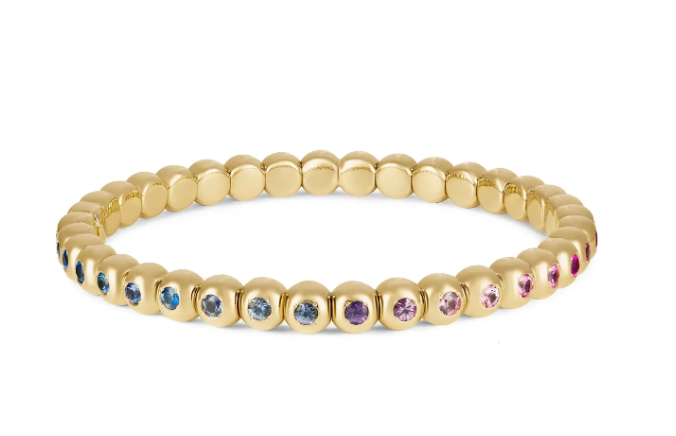 Rainbow Sapphire Stretch Bracelet in Yellow Gold