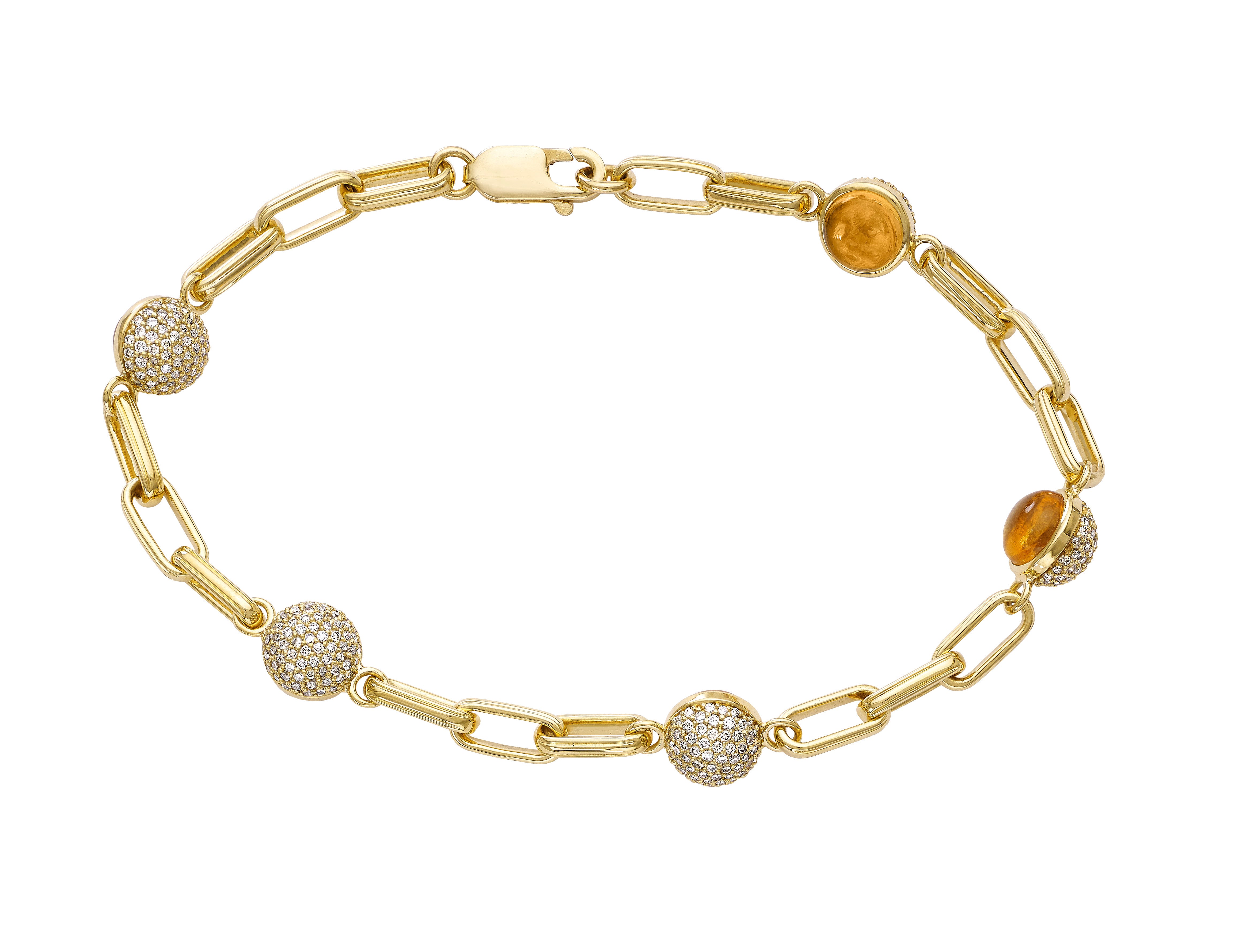 Devam Signature-Link BEADS Bracelet - Citrine + Champagne Diamonds