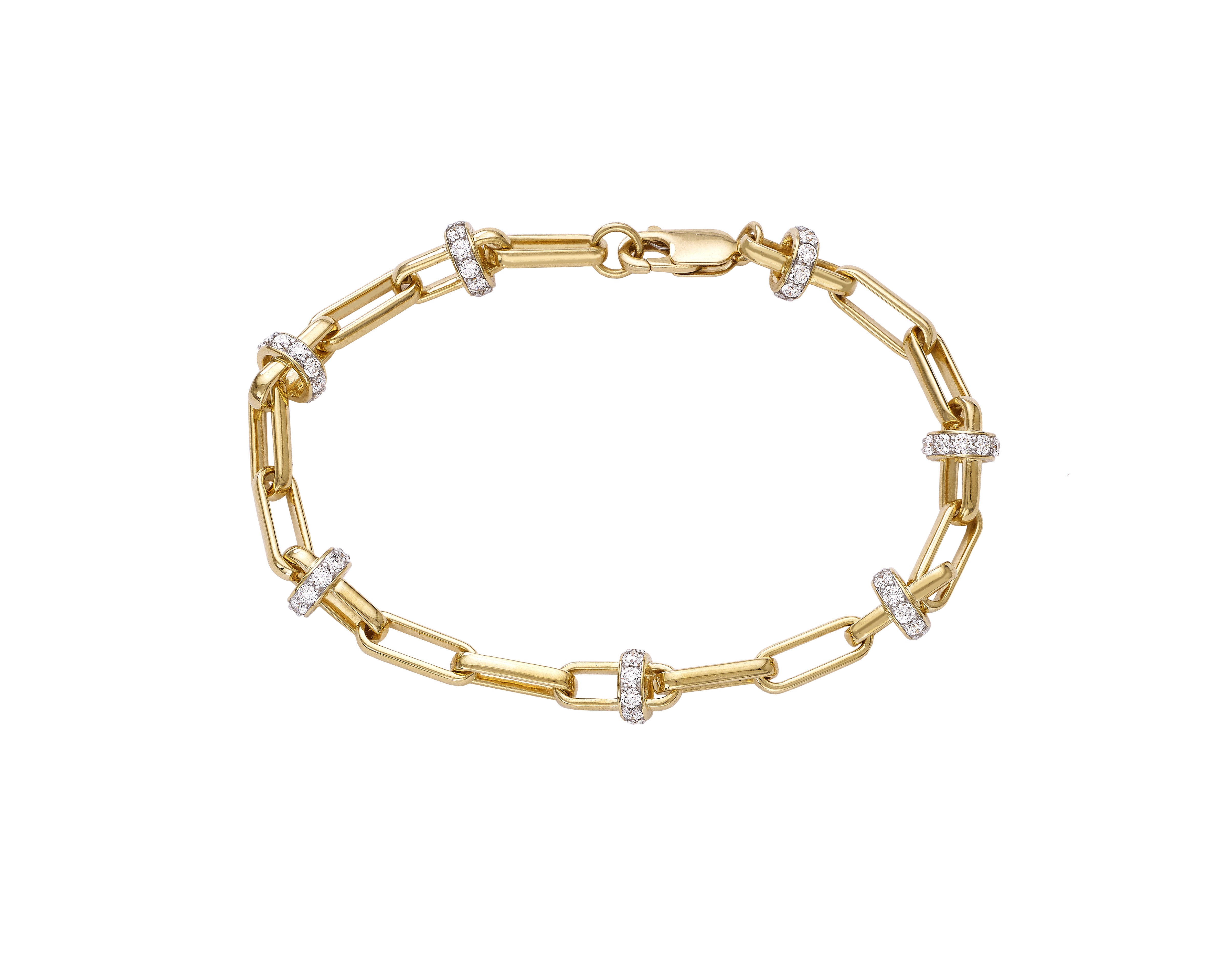 18k Yellow Gold Diamond-Accented Paperclip Link Bracelet