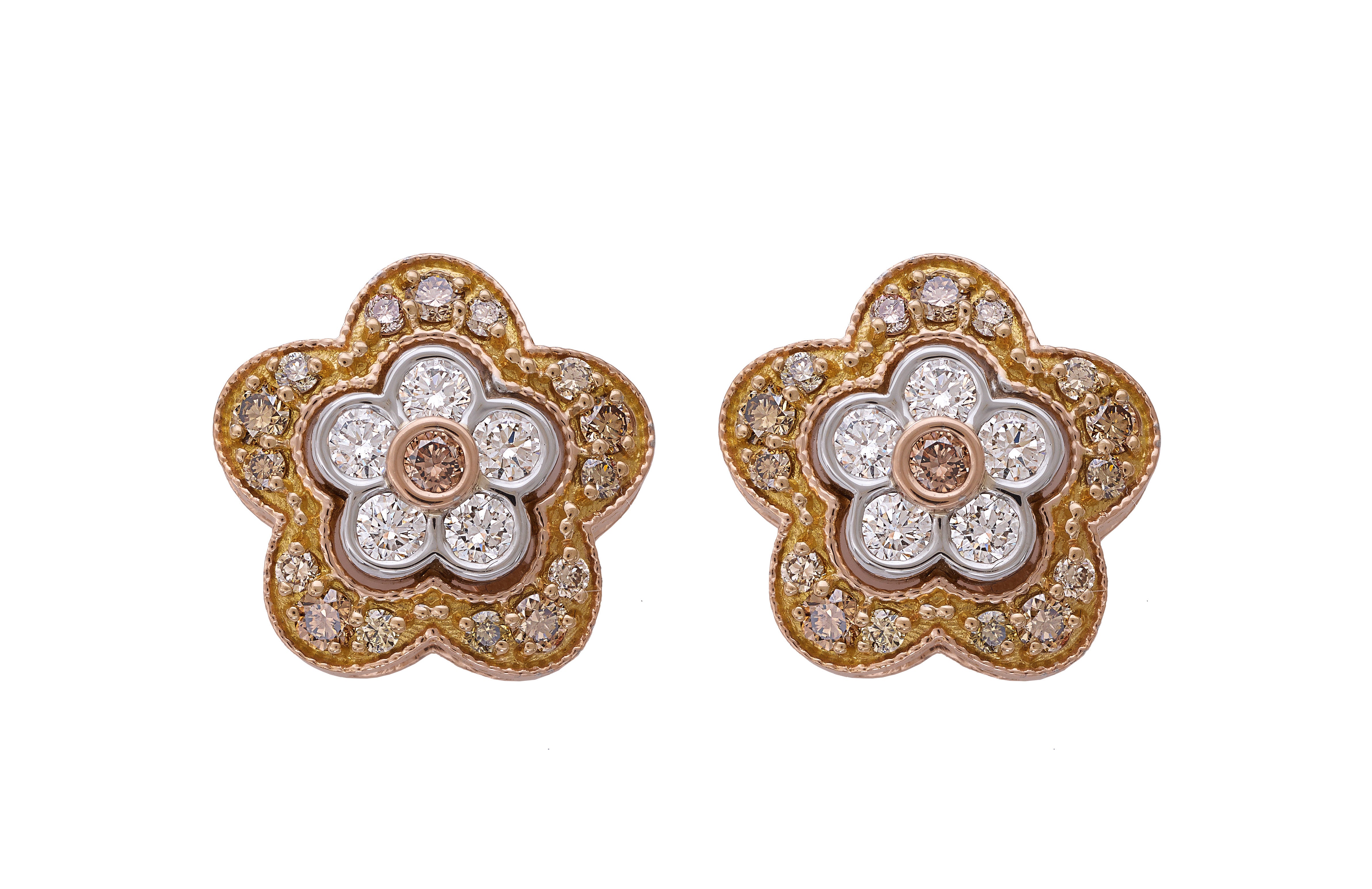 Trio-of-Gold Flower Earrings