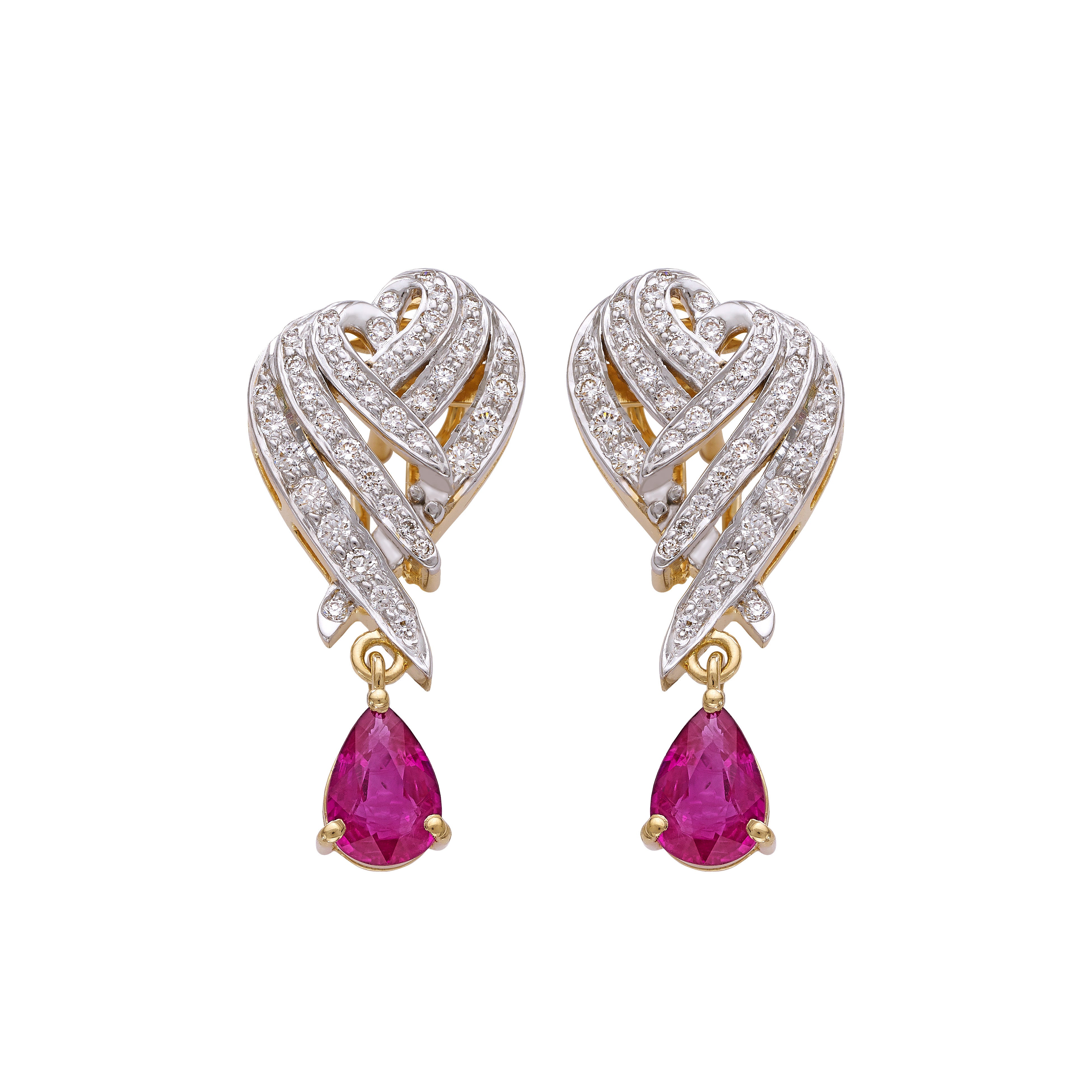 Angel Wing Drop Earrings - Ruby Devam